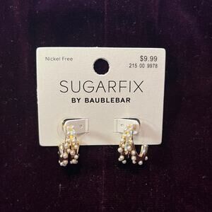 Sugarfix by BaubleBar Double Hoop Earrings Glass Pearl and Gold Tone